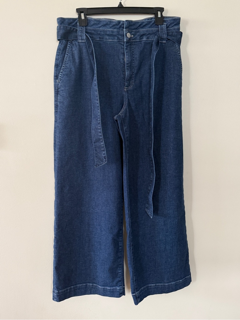 J. Crew Dark Blue Wide Leg Denim Jeans with Tie Belt Size 29